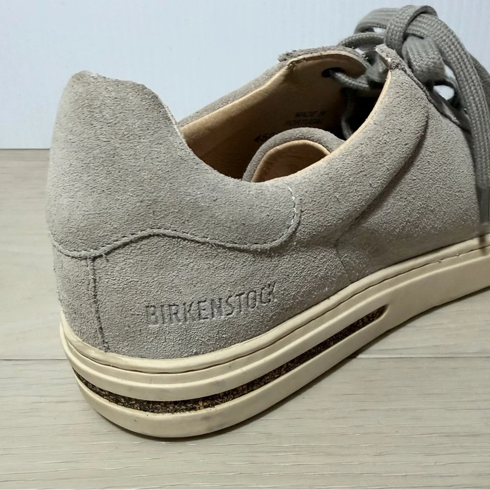 +Birkenstock Bend Low Sneaker Suede Leather Womens Size 6.5 Narrow Fit in Stone